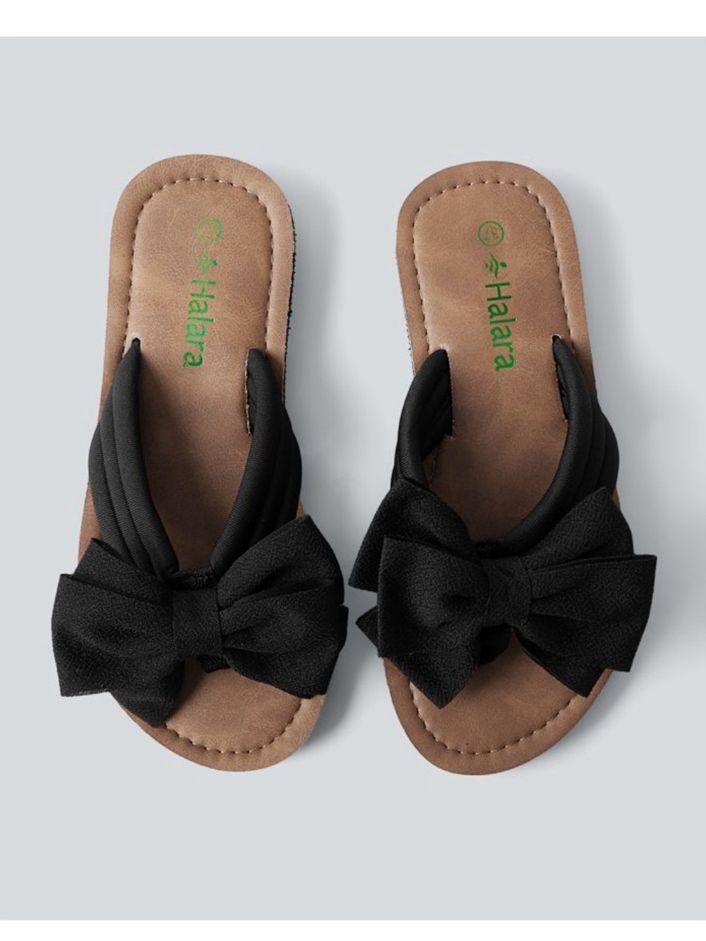 HALARA womens Black Bow Slide Sandals with Cushioned Footbed. Size XL 10/11 NWT